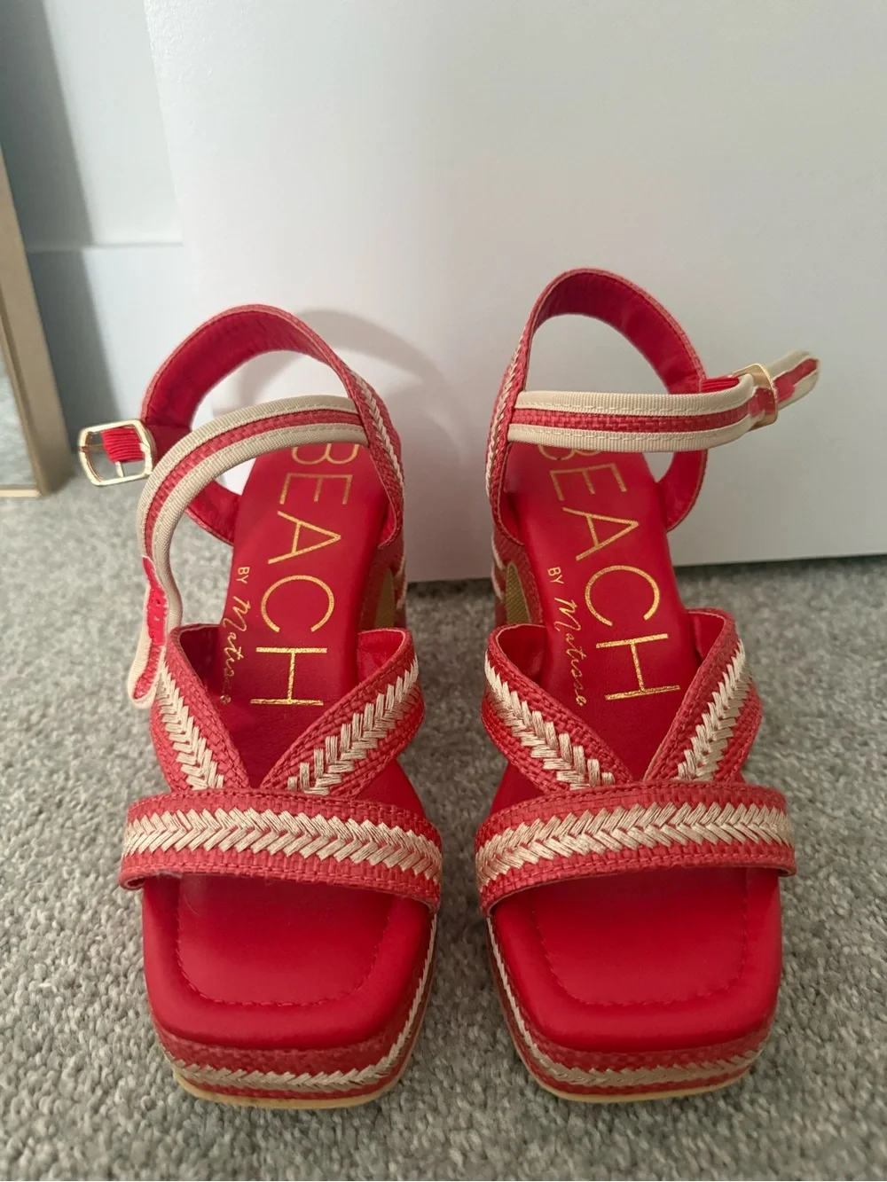 Beach by Matisse Red Raffia Wedges